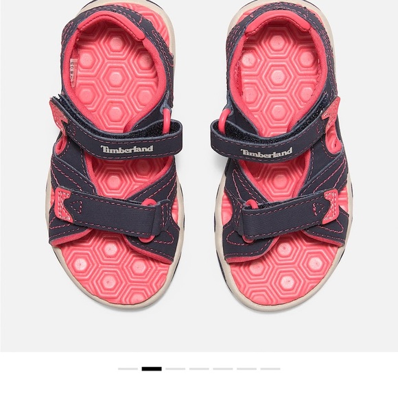 Timberland Kids Navy and Pink Sandals - Picture 2 of 11